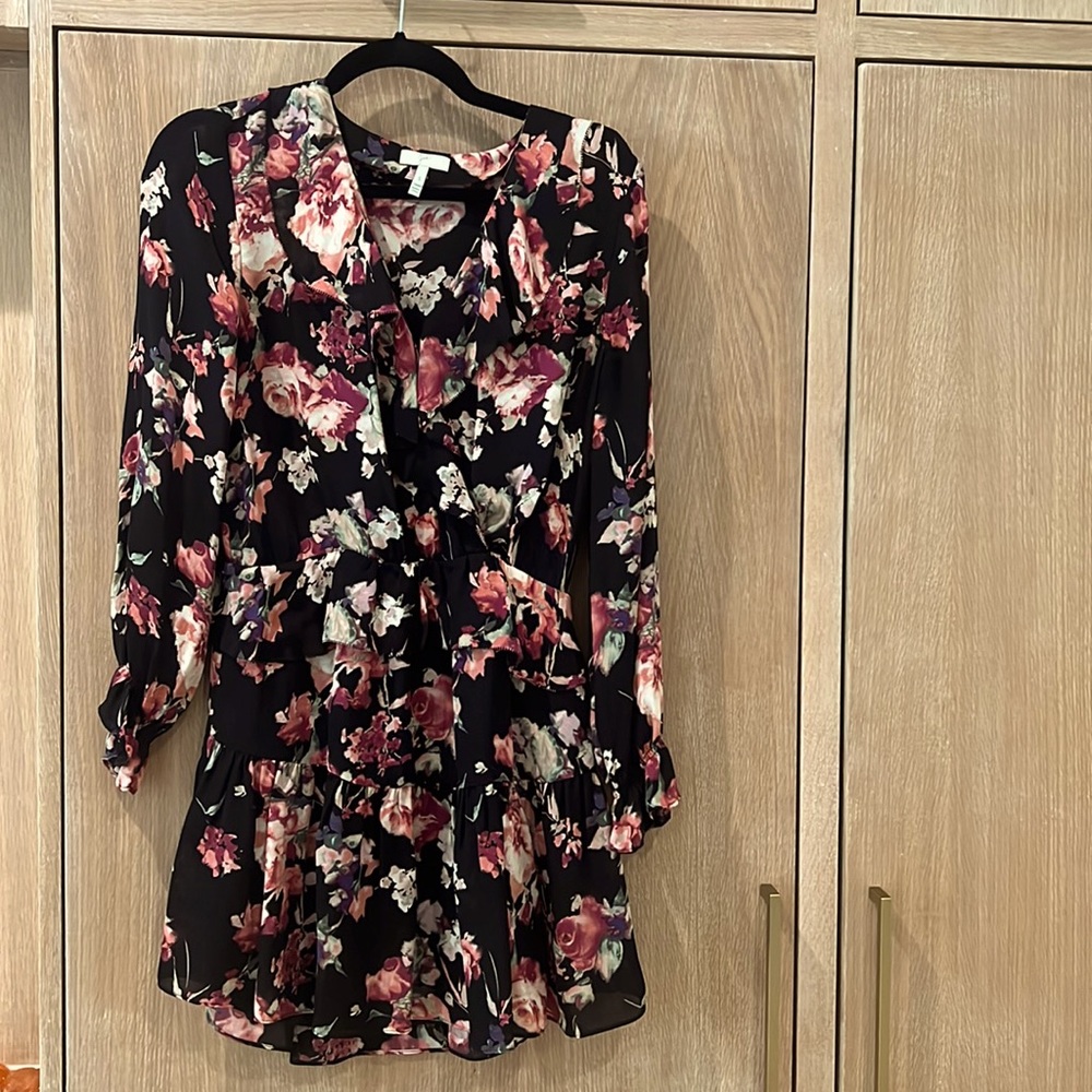Joie ruffle long sleeve floral mini dress size small